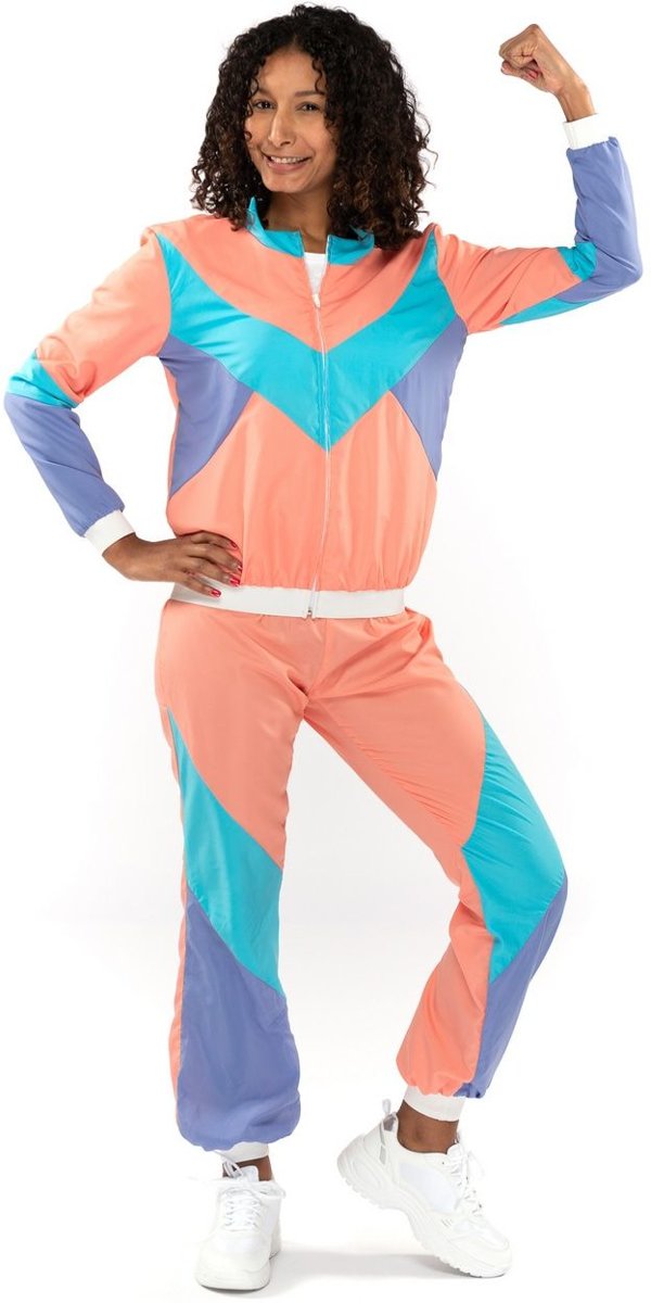 Grappig & Fout Kostuum | Fout 80s Trainingspak New Kids Jaren 80 Yannah | Vrouw | Large | Carnaval kostuum | Verkleedkleding